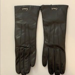 COACH Leather gloves 100%Auth black s/7 NWT